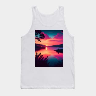 Beautiful sunset at the lake Tank Top